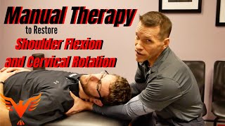 Manual Therapy:  Scapular mobilization to increase shoulder flexion and cervical rotation