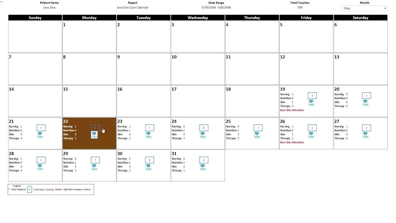 Excelas Care Calendar