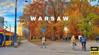 🍁 Autumn 2024 Park Walk in Warsaw 🍂 | POLAND 🇵🇱 | 4K HDR