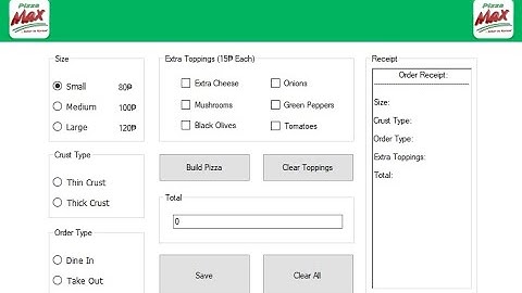 Pizza Ordering System | VB.net | SQL | Microsoft Access