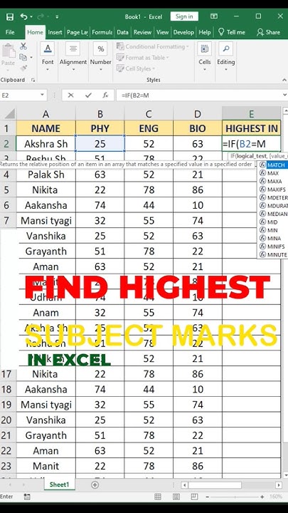 how-to-find-highest-subject-marks-in-ms-excel-sheet-exceltips