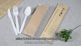 Eco Friendly Biodegradable Disposable Plastic CPLA Cutlery Cornstarch Fork Knife and Spoon