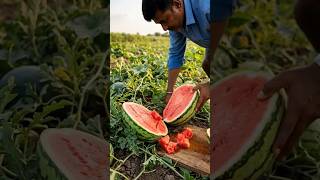 விவசாயி வயலில் பழுத்த தர்பூசணி!Fresh from the field: A ripe watermelon! #nature