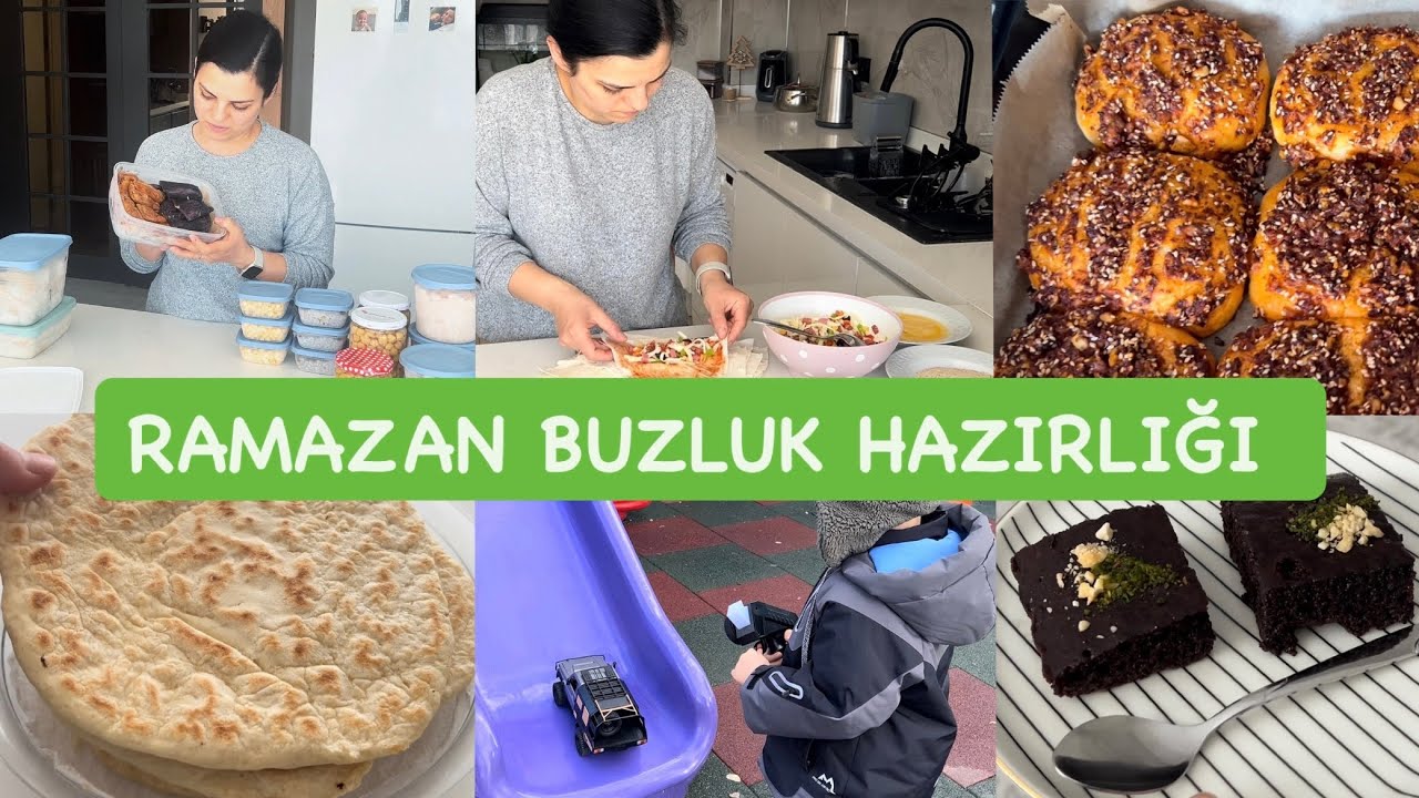 RAMAZAN BUZLUK HAZIRLIĞI 1 💁🏻‍♀️ BİBERLİ EKMEK BAZLAMA PİZZA BÖREK 😋 MANGAL YAPTIK 👍🏻 YEMEK VLOG 🤍