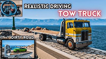 BeamNG - Realistic Driving With A Car Tow Truck On Dirt Roads | Logitech G29 + H-Shifter Gameplay