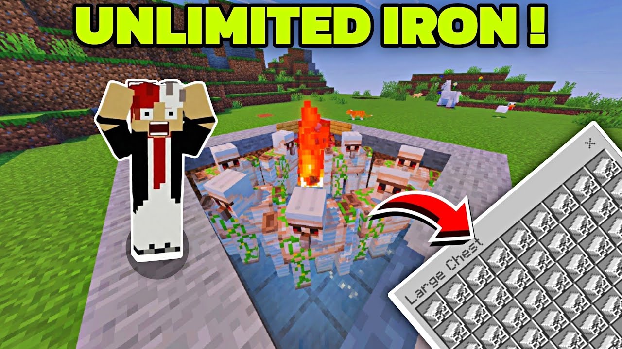 "EASY Unlimited Iron Farm for Minecraft PE! | Survival Series Ep 4 ...
