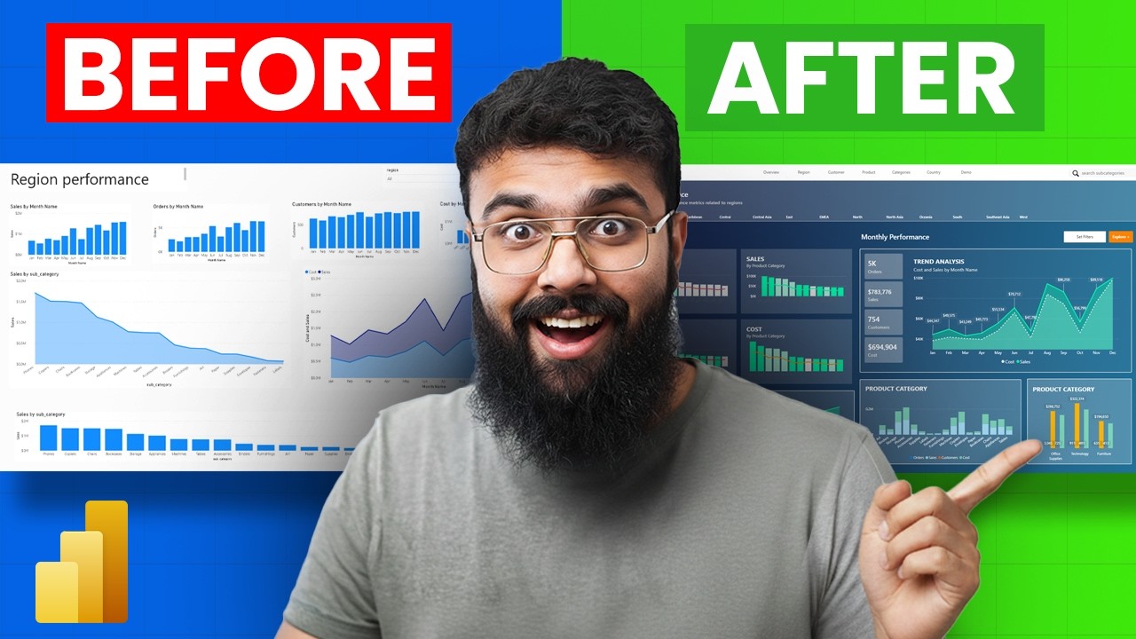 TRANSFORM Your REPORT DESIGN in POWER BI - Full Dashboard Tutorial ...