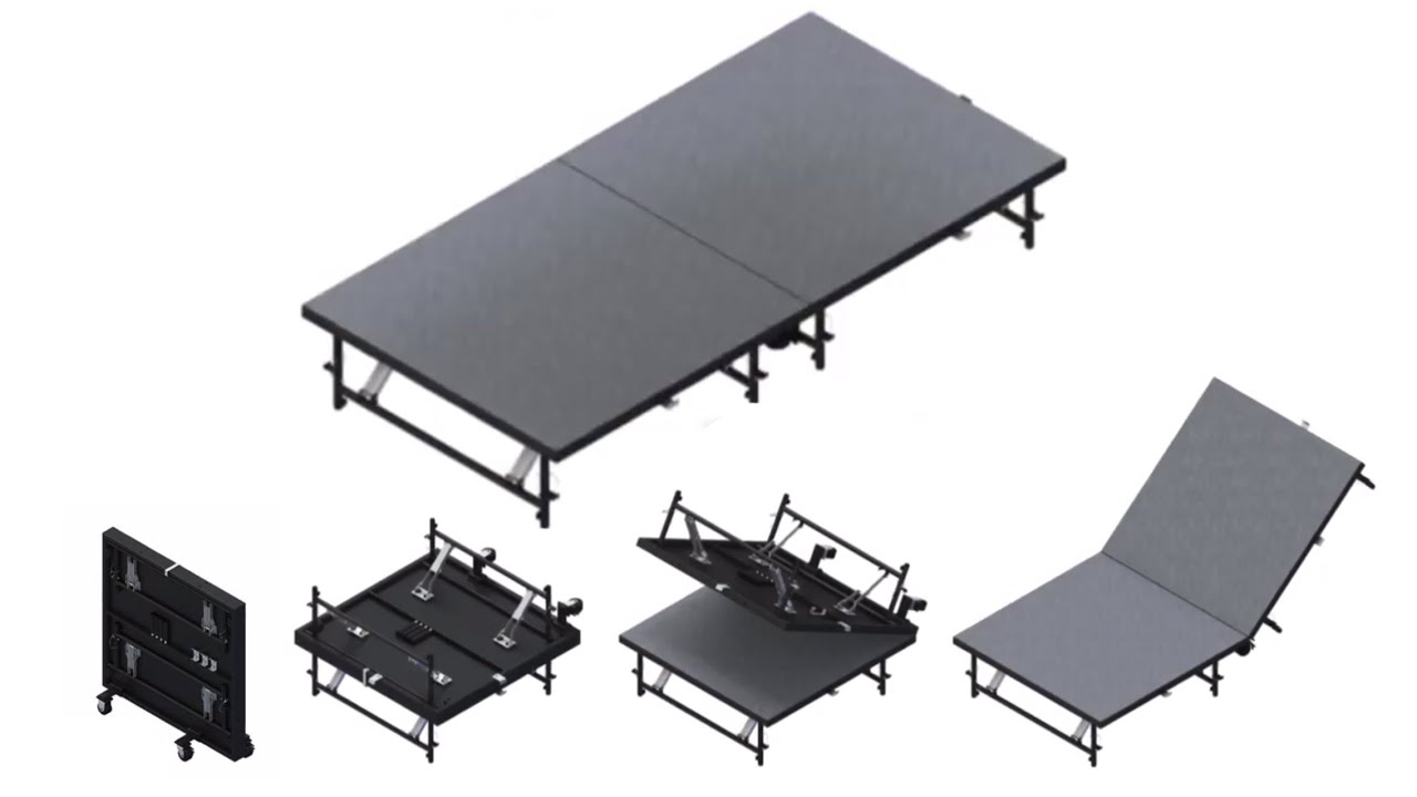 Staging 101 Folding Mobile Portable Stage on Wheels Height Adjustable