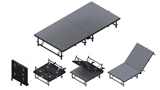 Staging 101 Folding Mobile Portable Stage on Wheels - Height Adjustable to 8', 16', 24' High