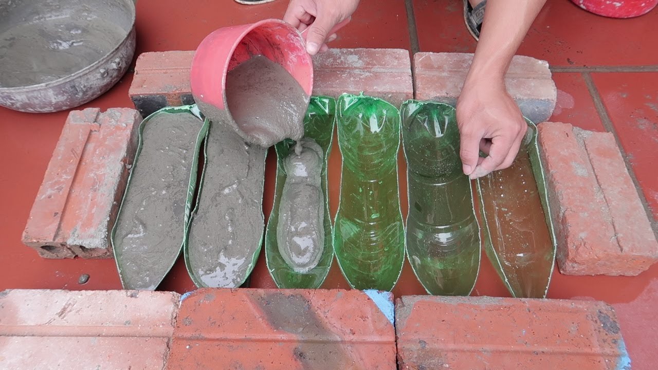 Plastic Bottles And Cement - Ideas Making Cement Flower Pots At Home