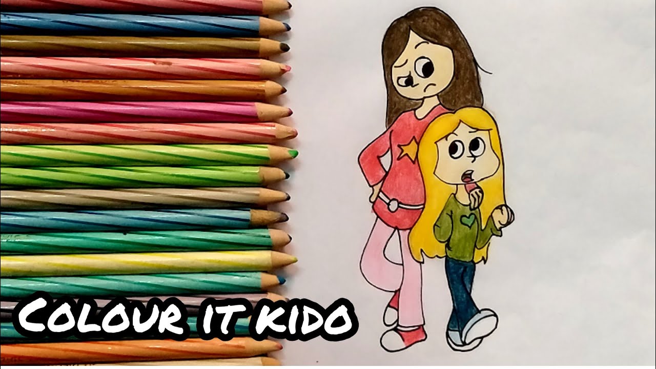 Mili Jhuli Cartoon Drawing | How to draw Wendy and Marine | The ...