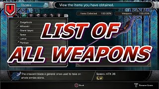 Bloodstained Ritual of the Night - List of All Weapons & Ammunition (100%)