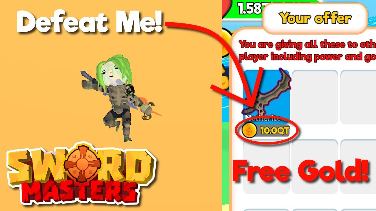 Giving FREE GOLD To players who defeat me! | Swordmasters.io PVP
