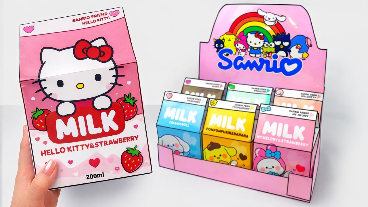 Satisfying Paper DIY✨ Unboxing SANRIO Blind Milk Boxes! Hello Kitty, Kuromi, My Melody | ASMR