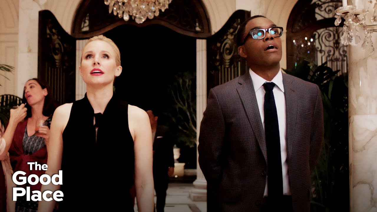 Eleanor and Chidi attend Tahani's party | The Good Place