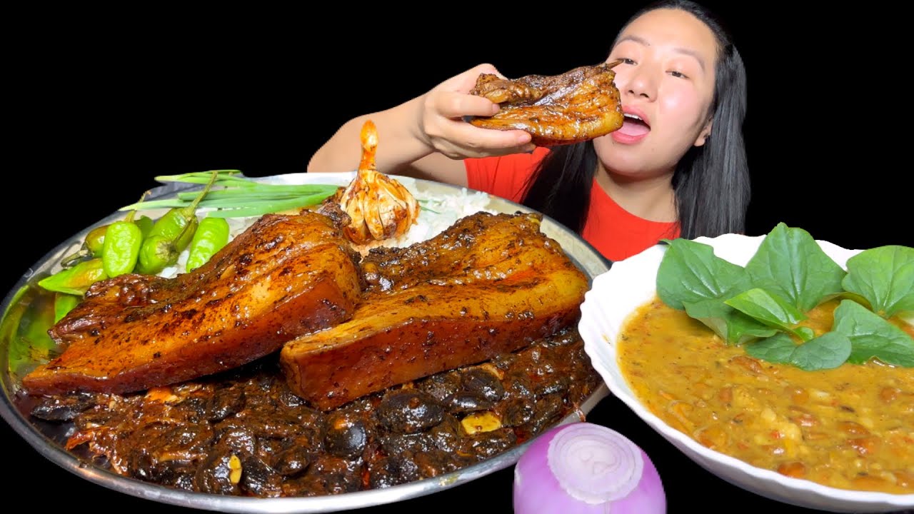 Pork & Stink Bean Curry And Rice Bean Chutney And Boiled Chayote 