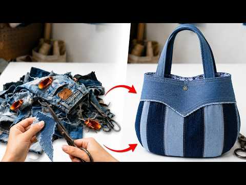 👜 Don't Throw Away Denim Scraps | Make an High-End Looking Bag