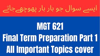 MGT 621 Final Term Preparation Part 1 with vulearningpoint