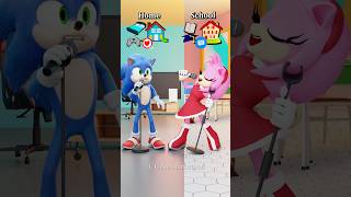 SONIC & AMY ROSE Home vs School SINGING Challenge (Sonic the Hedgehog 4 Animation)#sonic #funny
