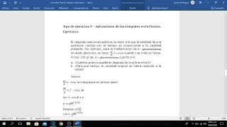 Aplicaciones de las integrales en la ciencia.  Ejercicio e UNAD