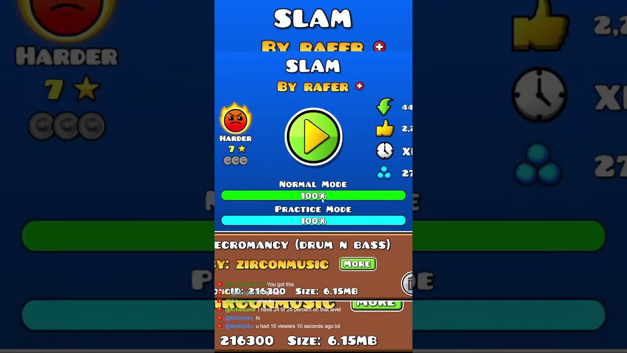 Geometry dash playing viewer's levels