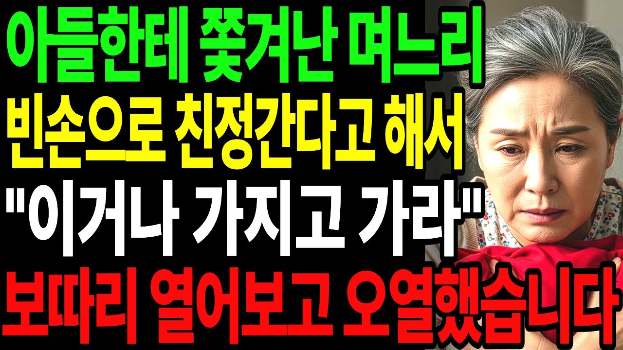 아들한테 쫓겨난 며느리, 빈털터리로 친정에 간다길래 보따리 하나 들려주었습니다. / 고부사연 / 감동사연 / 시니어사연