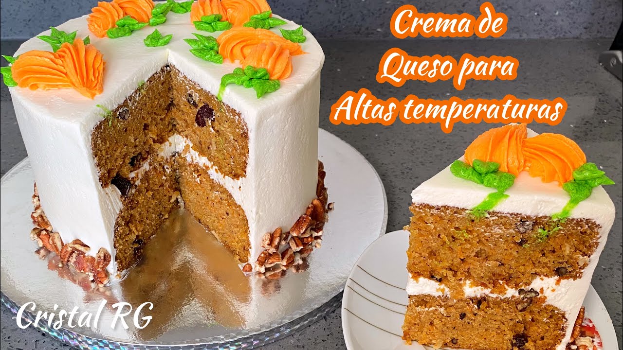 Pastel de zanahoria con crema de queso para altas temperaturas