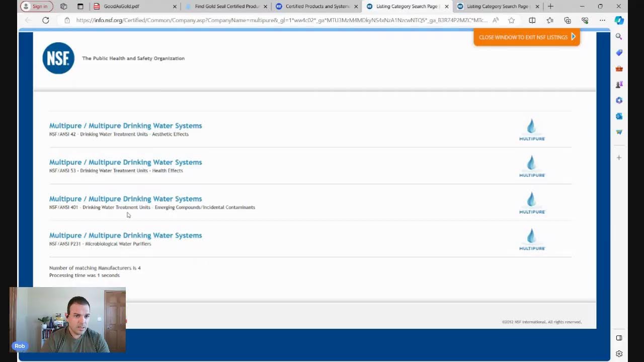 WQA Gold Seal Certification Overview