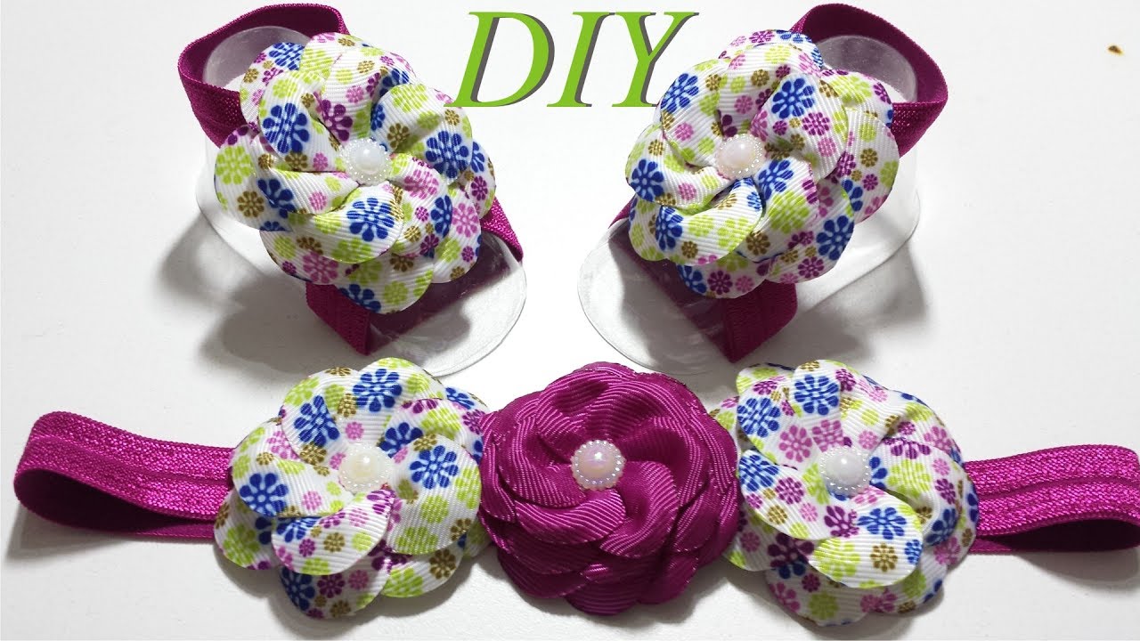 Como Hacer Lazos 🎀 DIY #107 Conjunto de Pies Descalzos y Bandana para Bebes Tutorial