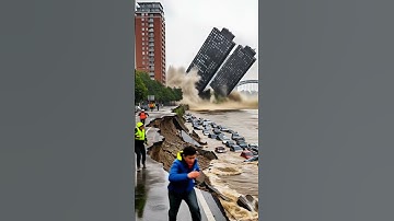 Apartment Building Collapses into River After Ground Subsides!