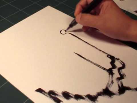 筆ペン墨絵 梅の書き方 Ink Wash Painting Lesson Ume Tree And Blossoms Youtube