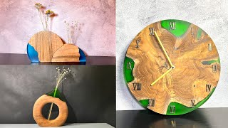 Epoxy Resin And Wood Ideas / Wall Clock / Vases / Resin Art