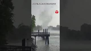Rare Water Spout Spins Over Brisbane River