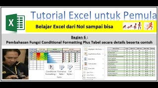 Tutorial Excel Untuk Pemula Bag. 6 fungsi Conditional Formatting, Format as Tables and Cells Style