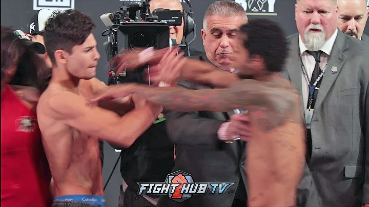 RYAN GARCIA GETS PUSHED BY BRAULIO RODRIGUEZ DURIN...