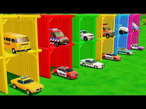 TRANSPORTING POLICE CARS, AMBULANCE & EMERGENCY VEHICLES WITH MAN TGL TRUCKS! Farming Simulator 22