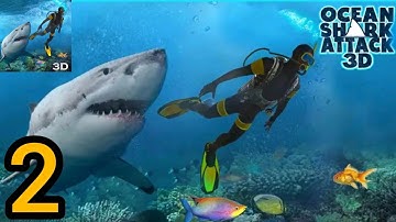 Shark Attack Spear Fishing 3D Gameplay Walkthrough Part 2 - Shark Hunting - Fish Games - Android,ios