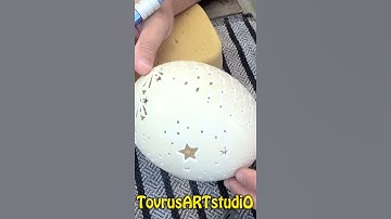 Carving Ostrich Eggshell for Beginners. Working on Nightstand Light, part 3.
