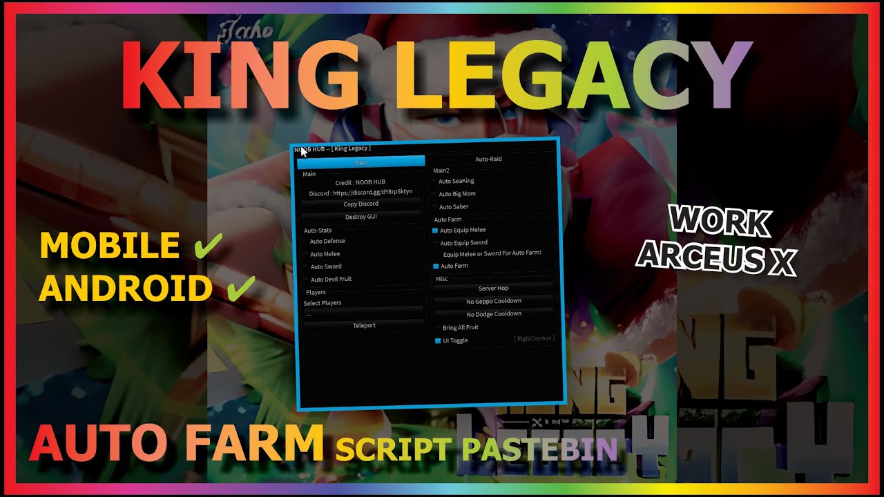 KING LEGACY Script Mobile AUTO FARM, AUTO RAID, AUTO SABER