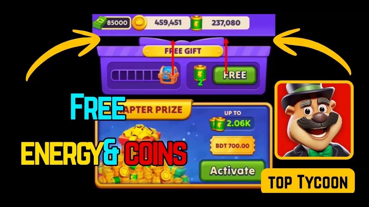 Top Tycoon Mod unlimited free spins, coins and energy HACK (Gems Glitch)