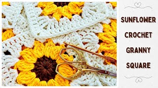 Sunflower Crochet Granny Square | How to crochet a granny square ✨
