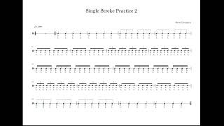 Single Stroke Practice 2 (100 BPM) | Drum Sheet Daily Routine [Tablet View]