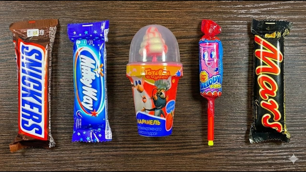 ASMR Popular Sweets Unboxing Chocolate Bars Snickers Mars Lollipops Eating Sounds