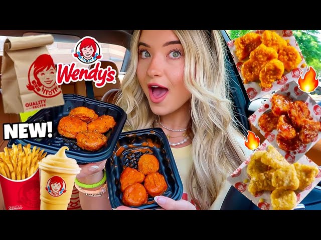 Eating Wendy's NEW Saucy Nuggets! I Tried EVERY Flavor class=