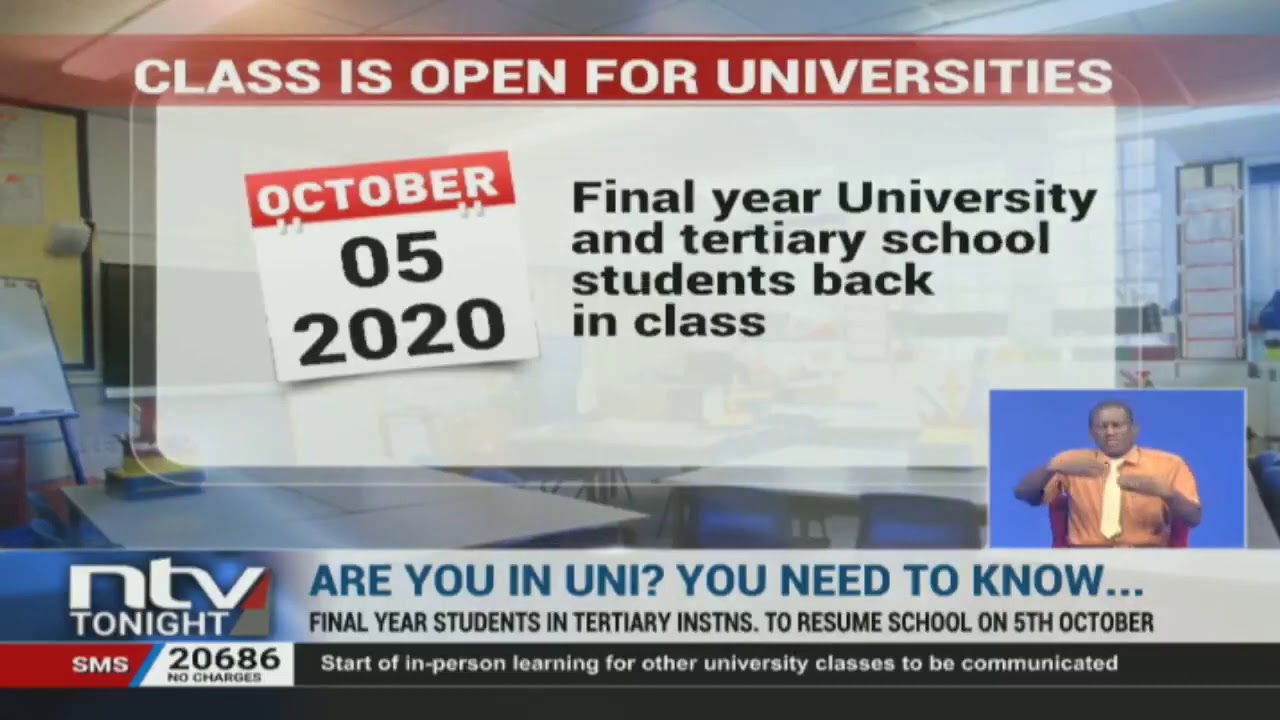 Final year university students to reopen on 5th October, 2020