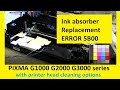 PIXMA G1000, G2000, G3000 Print head cleaning, Error 5B00, Replace Ink Absorbers, Service Mo