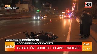 Accidente en el km 14 del Acceso Oeste: murió un motociclista I A24