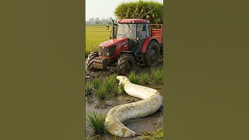 Tractor Transport rice VS​​​​​​​​​ Albino Anaconda #subscribers #riceharvesting #shotsfeed