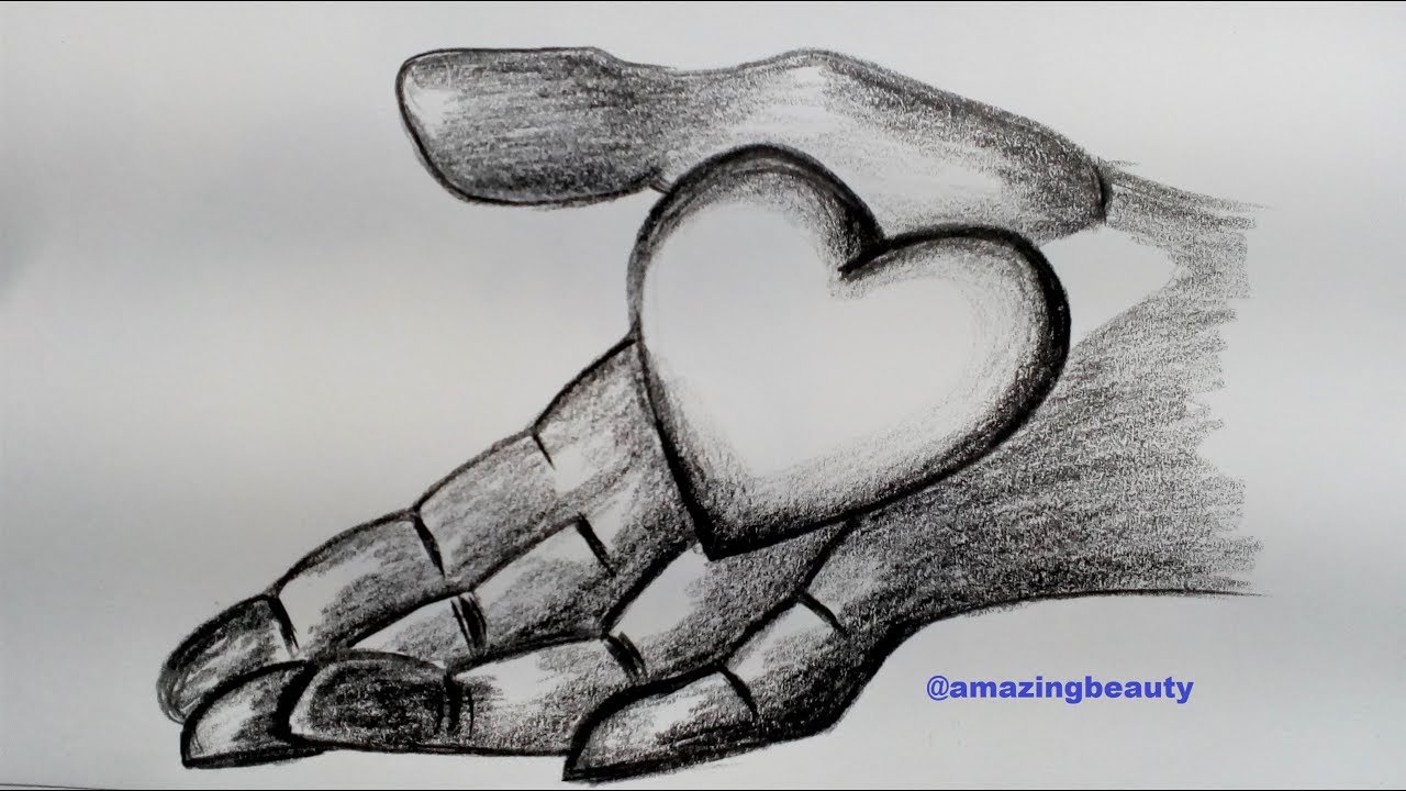 How to draw Love on Hand step by step tutorial || Pencil sketching for