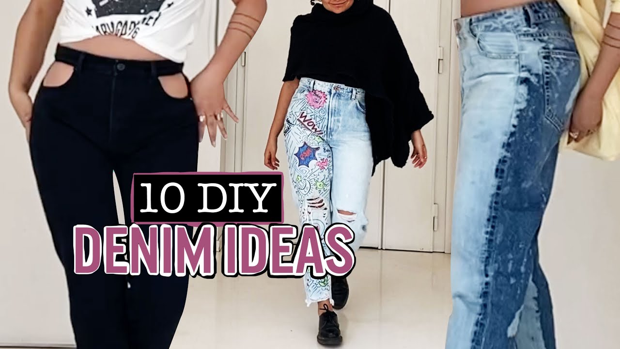 10 DENIM DIY IDEAS * thrift flip your jeans, no sew, tie die, cut outs ...